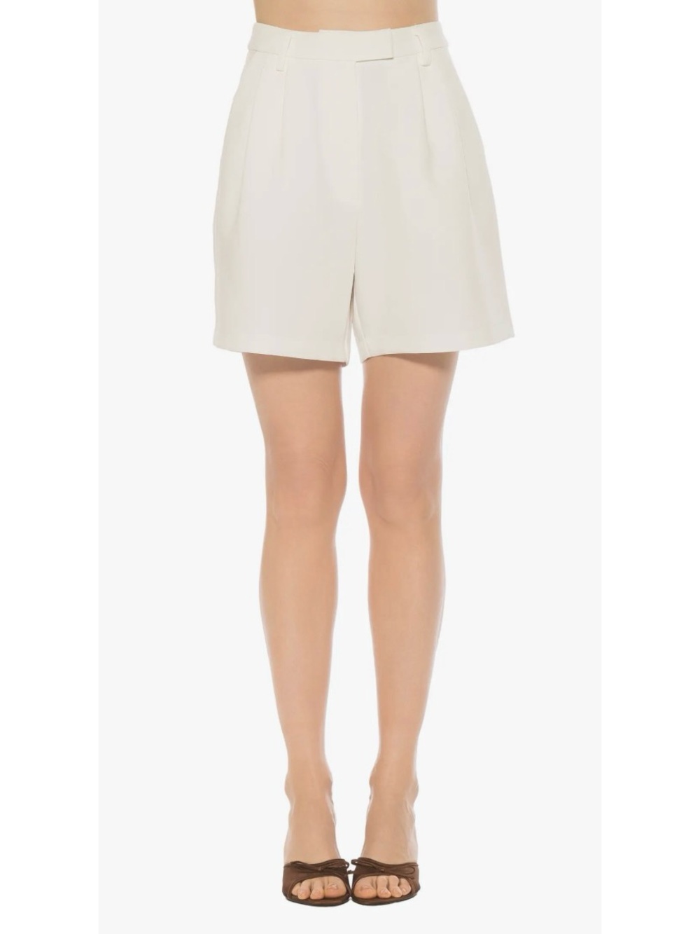 High-Waist Cream Tailored Women's Shorts
